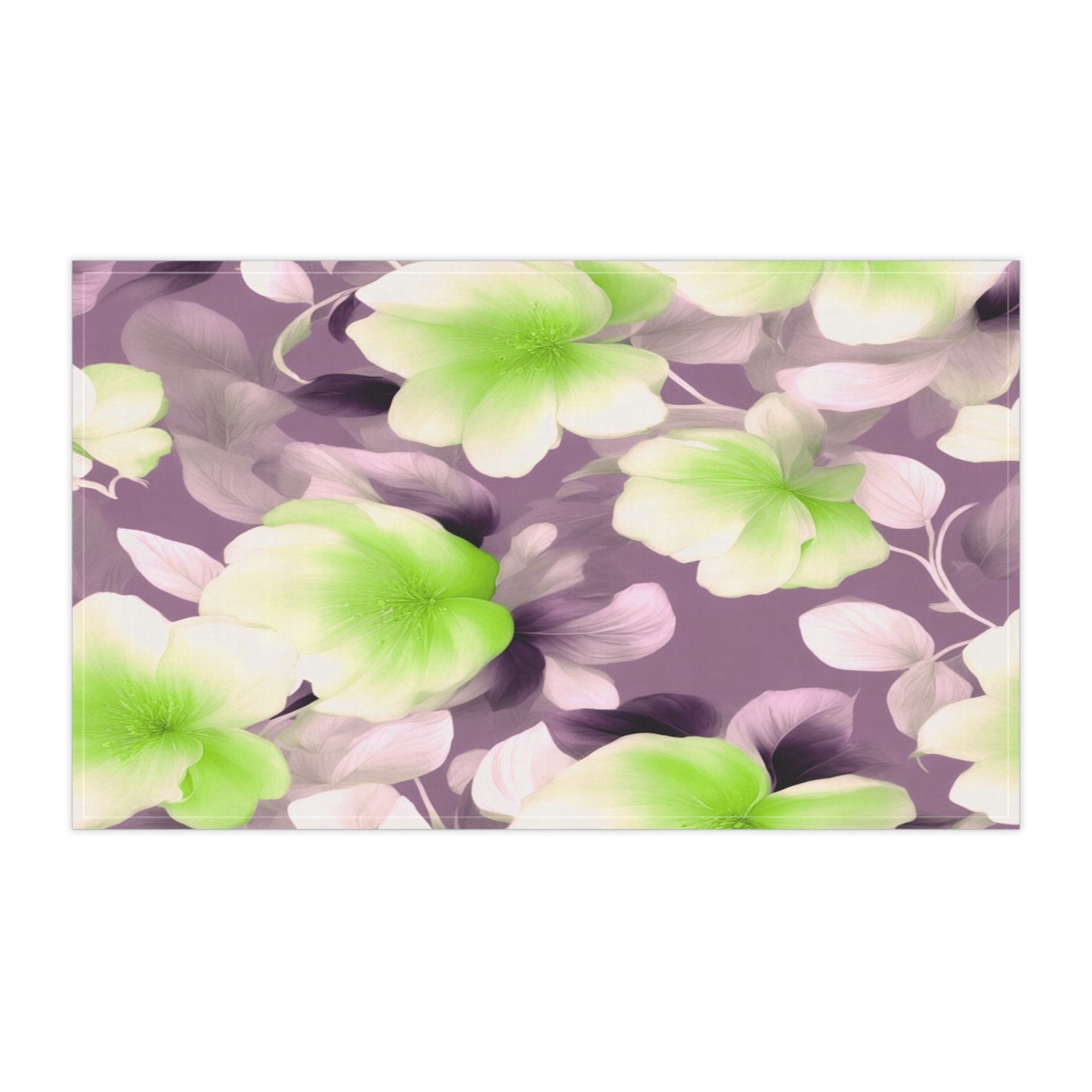 Lime Lavender Floral Bunch Tea Towels (cotton, poly), 18" x "30