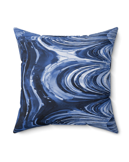 Uzi Spiral Deep Blue Faux Suede Square Pillow, 18" x 18"