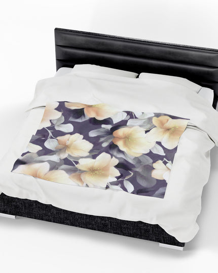 White Blush Floral Bunch Velveteen Plush Blanket, 50" x 60"