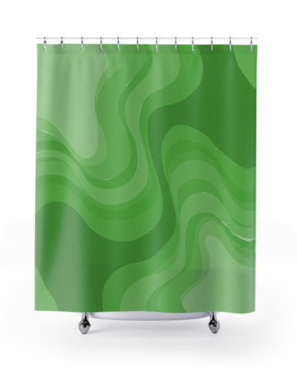 Greenie Meanie Wavey Shower Curtains, 71" x 74"