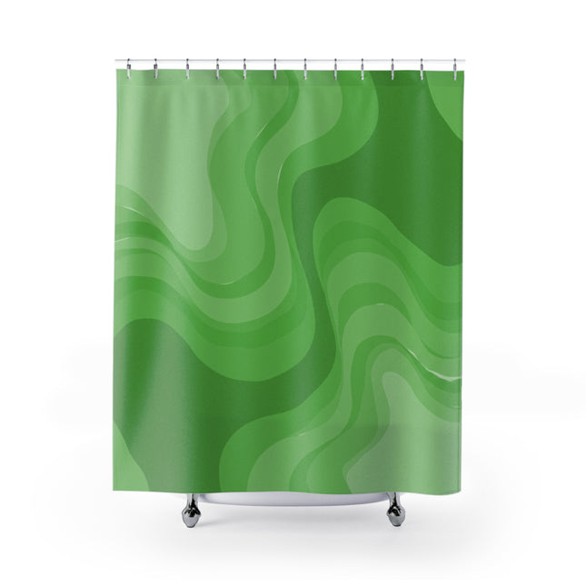Greenie Meanie Wavey Shower Curtains, 71" x 74"