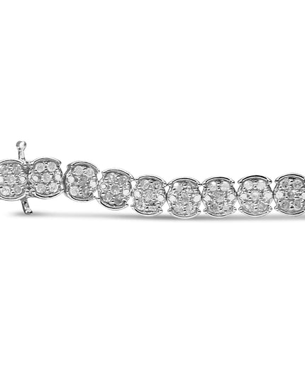 .925 Sterling Silver 2.0 Cttw Diamond Cluster Link Bracelet (I-J Color, I2-I3 Clarity) - Size 7.25"