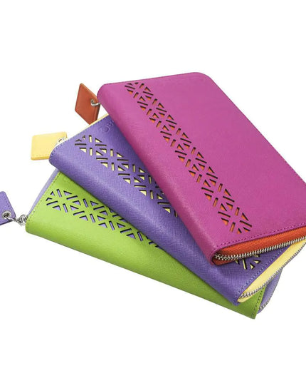 Lotus Leather Wallet-Plum/Canary Yellow