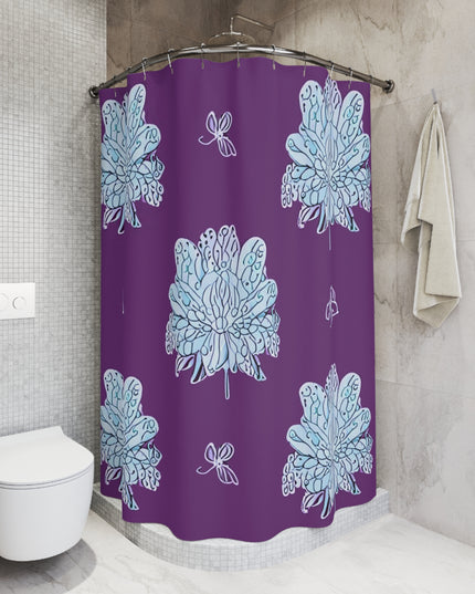 Blue Floral Butterflies Shower Curtain, 71" x 74"