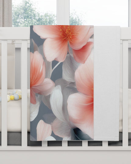 Red Blossom Floral Bunch Soft Fleece Baby Blanket, 30" x 40"