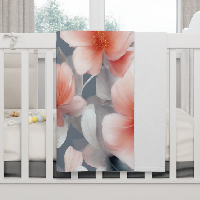 Red Blossom Floral Bunch Soft Fleece Baby Blanket, 30" x 40"