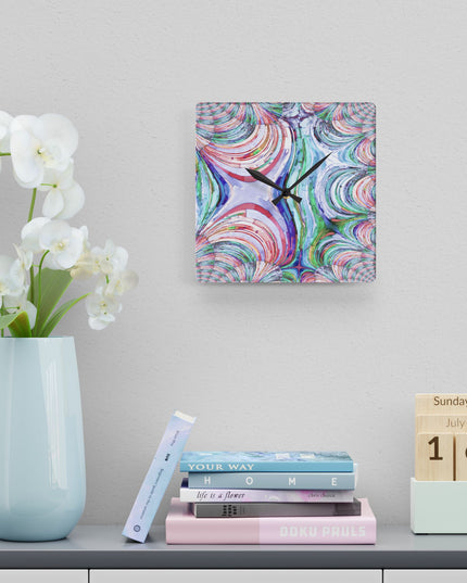 Uzi Spiral Pastels Acrylic Wall Clock, Round or Square, 10.75" x 10.75"