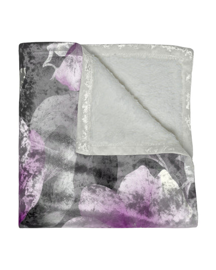 Purple Blossom Floral Bunch Crushed Velvet Blanket, 50" x 60"
