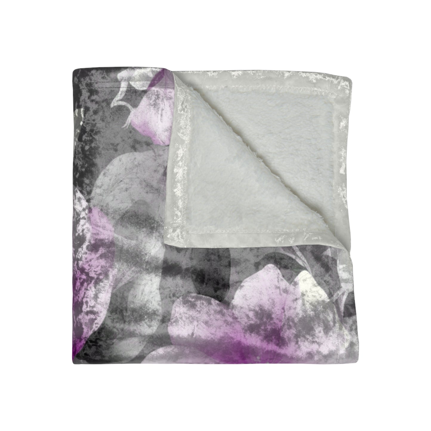 Purple Blossom Floral Bunch Crushed Velvet Blanket, 50" x 60"