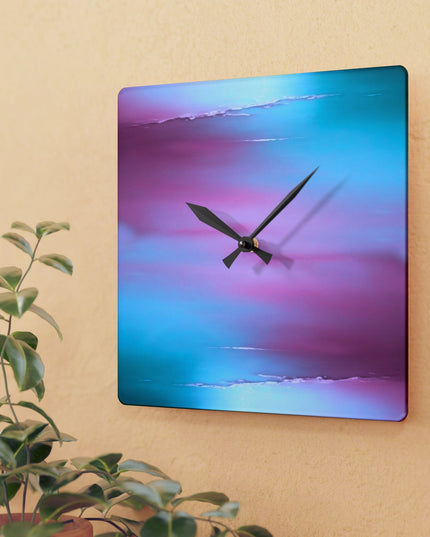 Wine Sea Blue Fog Acrylic Wall Clock, Round or Square, 10.75" x 10.75"