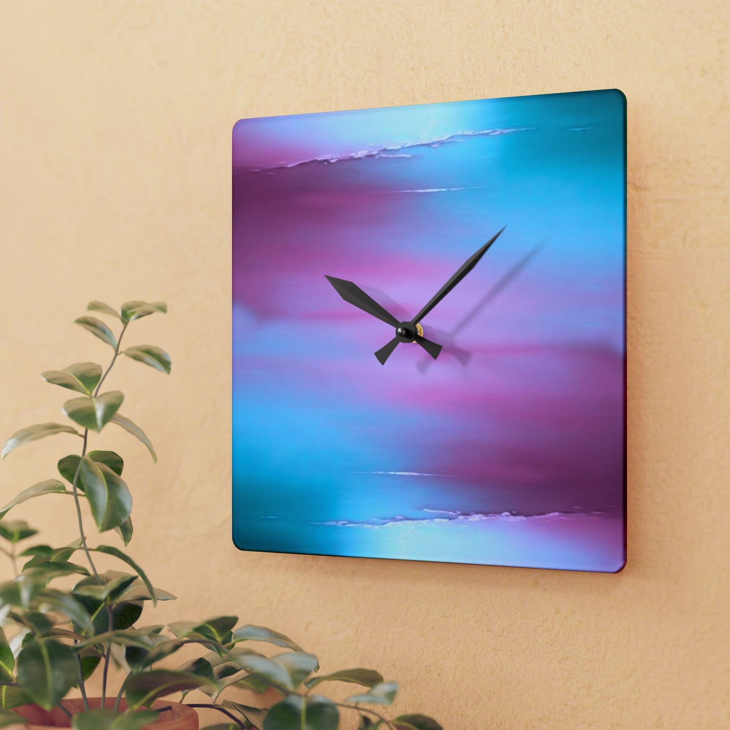 Wine Sea Blue Fog Acrylic Wall Clock, Round or Square, 10.75" x 10.75"