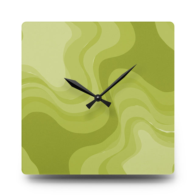 Lemon Wavey 10.75" x 10.75" Round or Square Acrylic Wall Clock