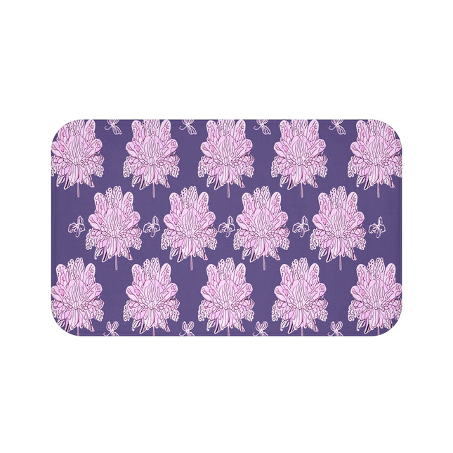 Magenta Floral Butterflies 34" x 21" Bath Mat