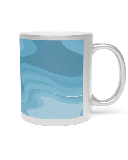 Sky Blue Wavey 11 oz Metallic Mug (Silver\Gold)