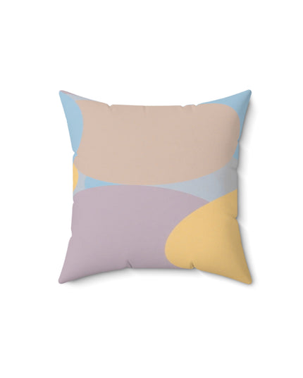 Pastel Baby Blue and Peach Patches 14" x 14" Faux Suede Square Pillow