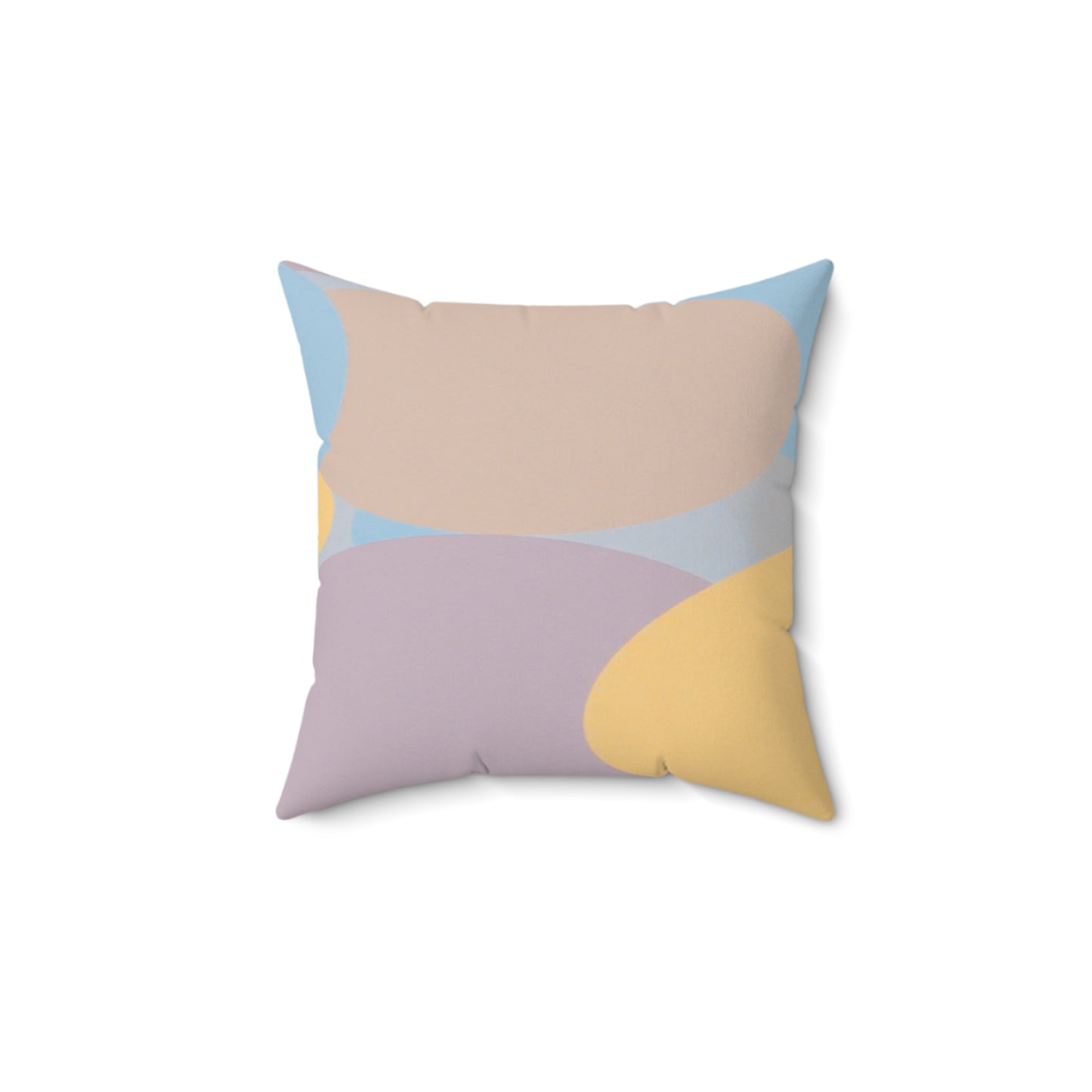 Pastel Baby Blue and Peach Patches 14" x 14" Faux Suede Square Pillow