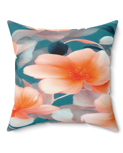 Orange Blossom Floral Bunch Faux Suede Square Pillow, 20" x 20"