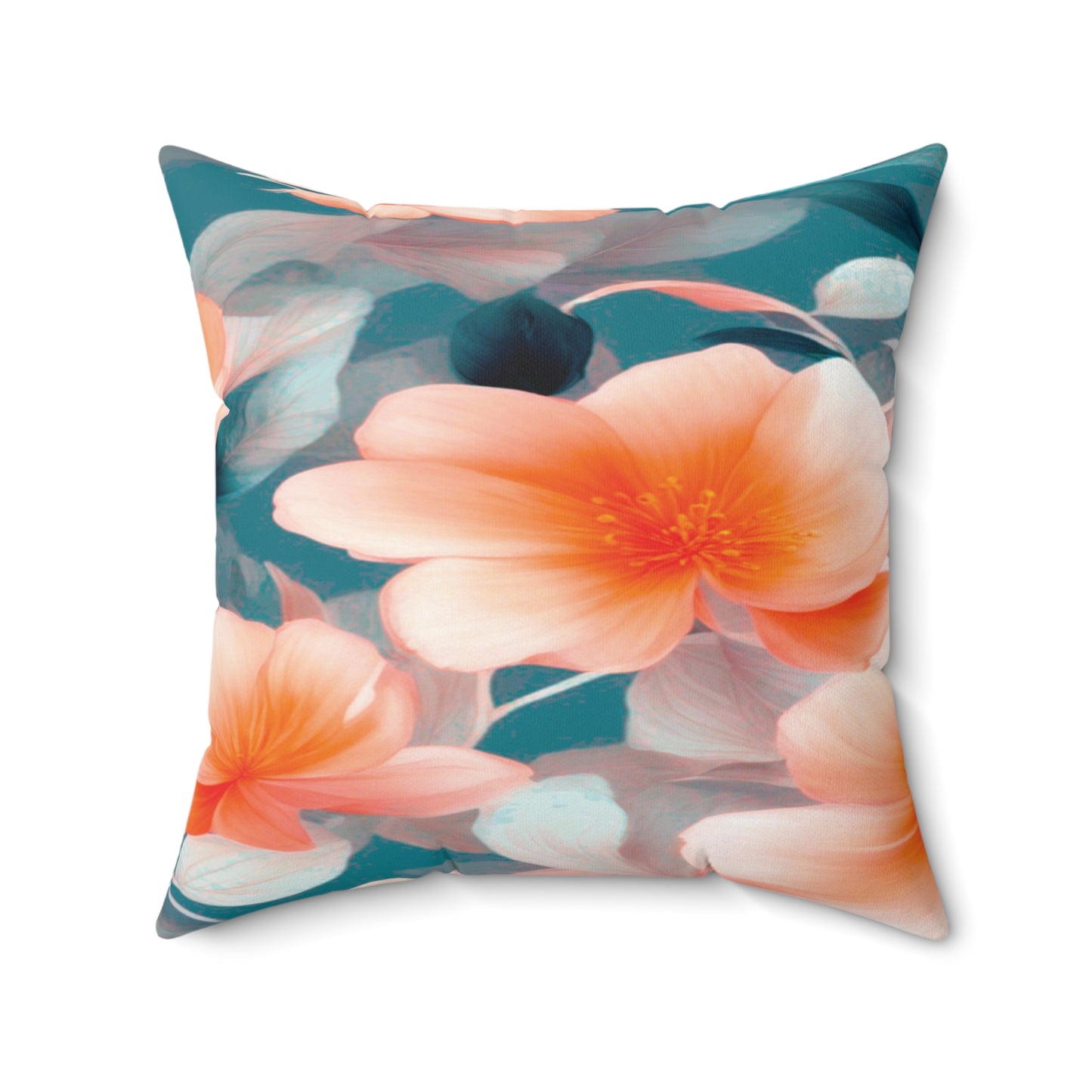 Orange Blossom Floral Bunch Faux Suede Square Pillow, 20" x 20"