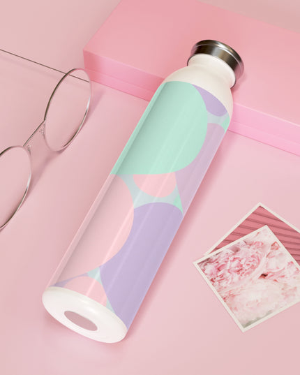 Pastel Peach and Soft Green Patches Slim Water Bottle, 20 oz White