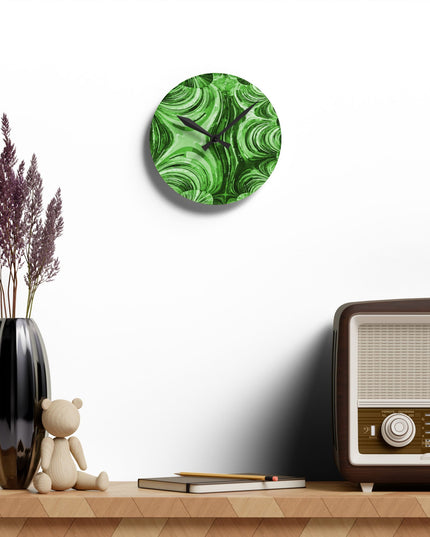 Uzi Spiral Mint Pastel Acrylic Round Wall Clock, 8" x 8"