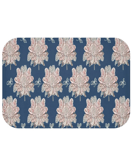 Rose White Floral Butterflies 24" x 17" Bath Mat
