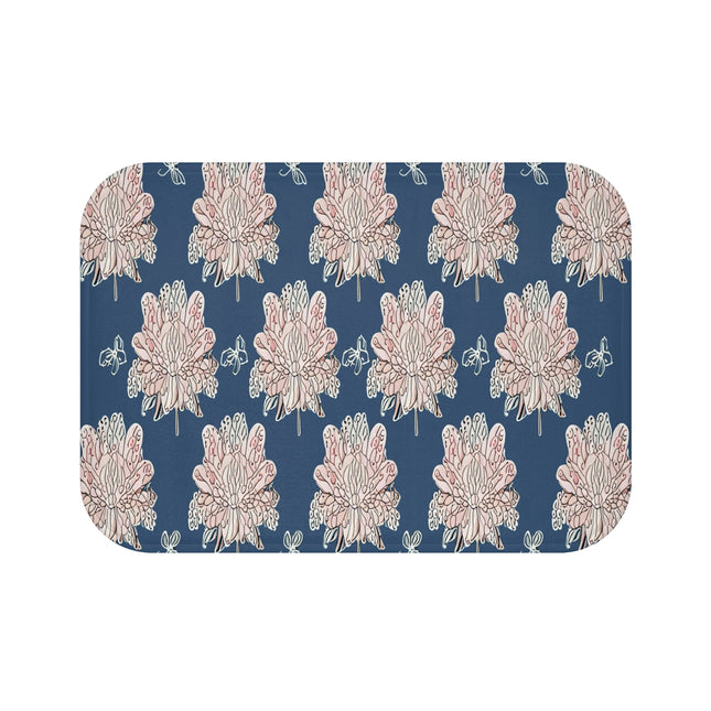 Rose White Floral Butterflies 24" x 17" Bath Mat