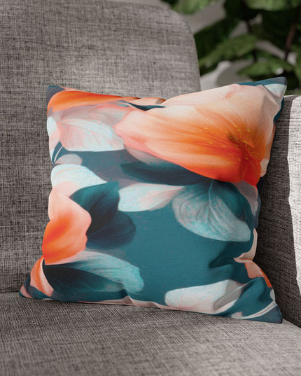 Orange Blossom Floral Bunch Spun Polyester Square Pillowcase, 14" x 14"