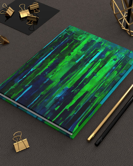 Striped Blue Green 5.75" x 8" Hardcover Journal Matte with 150 lined pages