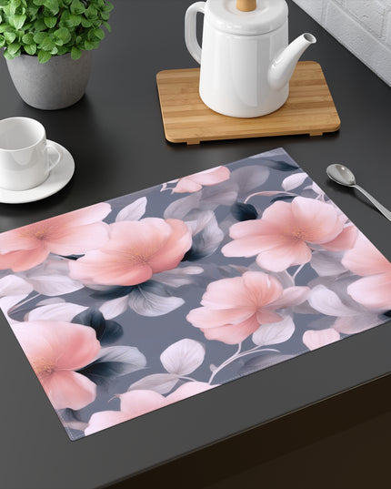 Peach and Blue Gray Floral Bunch Placemat, 1 pc