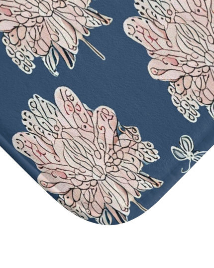 Rose White Floral Butterflies 34" x 21" Bath Mat