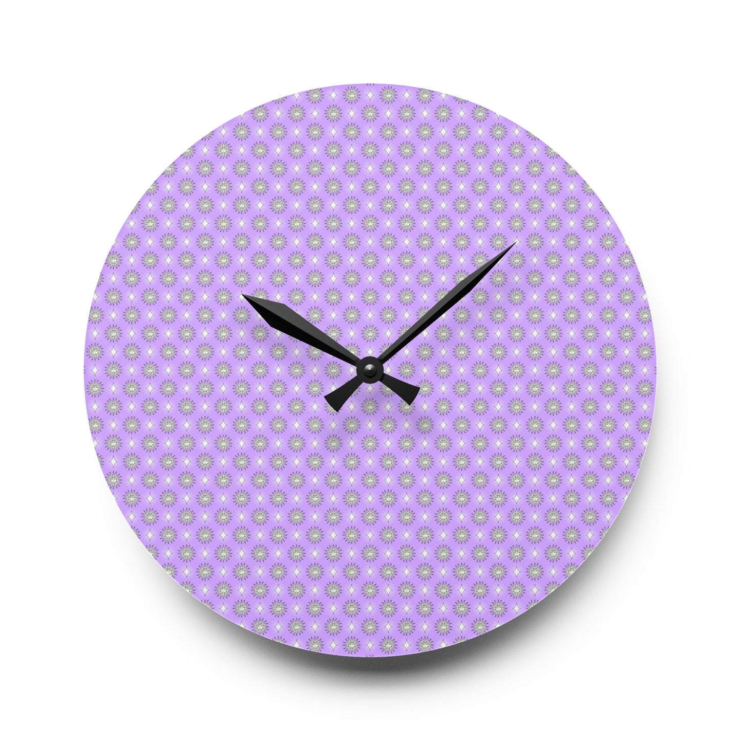 Lavender Star-crossed Bodies Acrylic Wall Clock, Round or Square, 10.75" x 10.75"