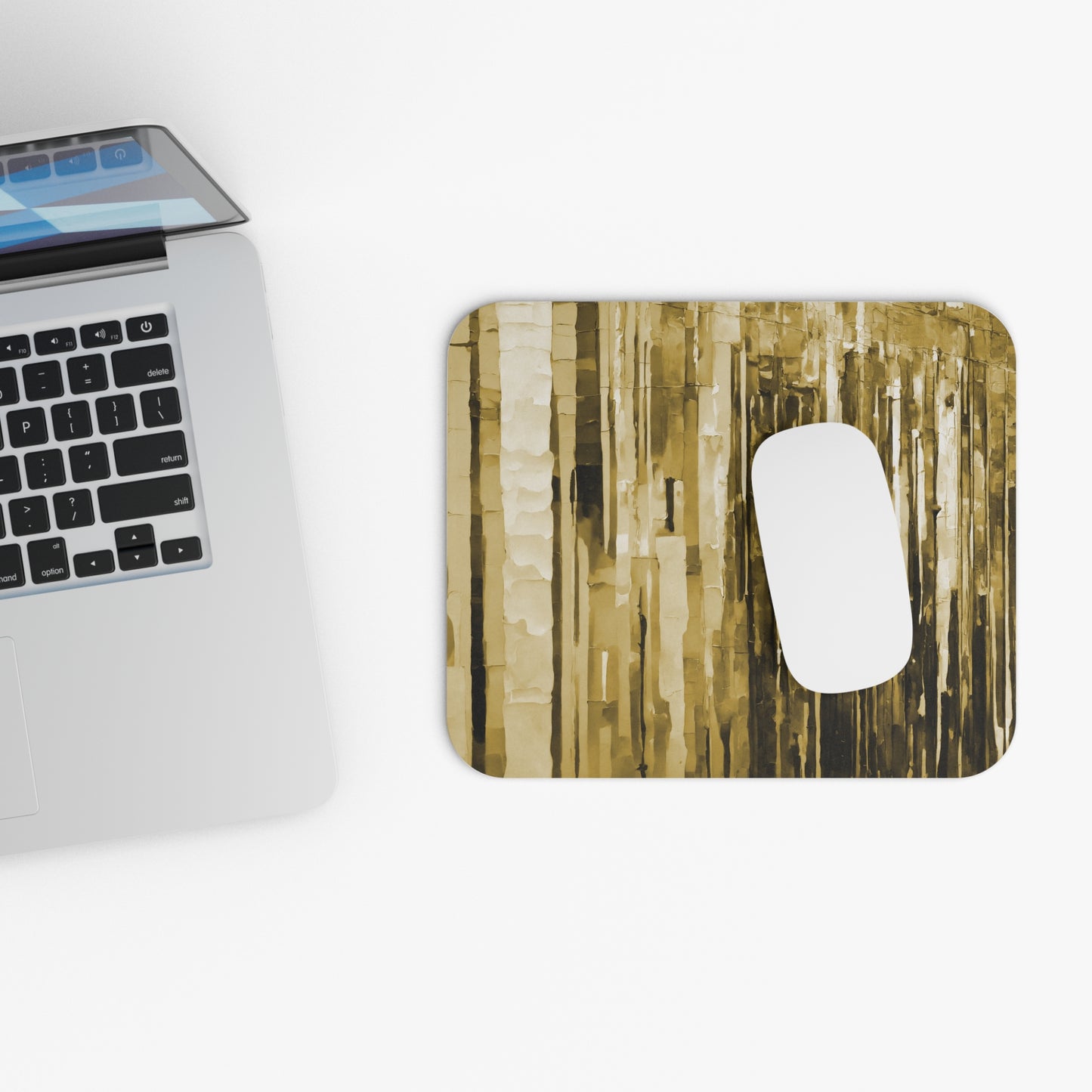 Striped Light Brown Mouse Pad, 9" x 8" Rectangle