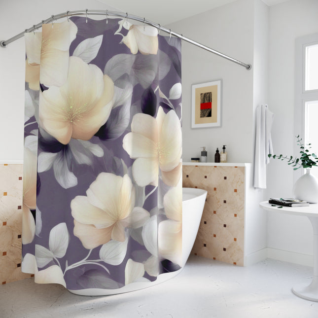 White Blush Floral Bunch Shower Curtains, 71" x 74"
