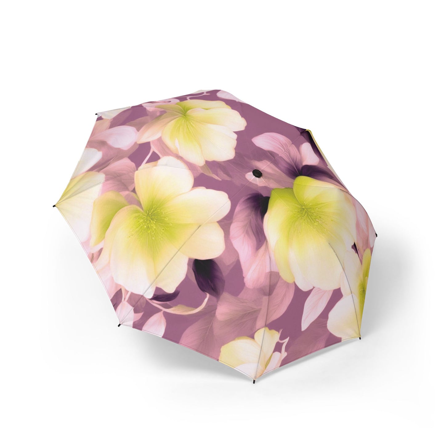 Lemon Blossoms Floral Bunch Foldable Umbrella - Compact & Chic