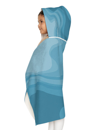 Sky Blue Wavey Youth Hooded Towel, 24" x 48"