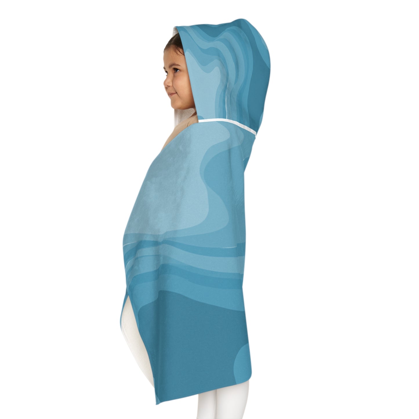 Sky Blue Wavey Youth Hooded Towel, 24" x 48"