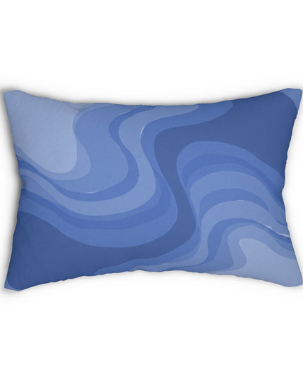 Deep Blue Wavey Spun Polyester Lumbar Pillow, 20" x 14"