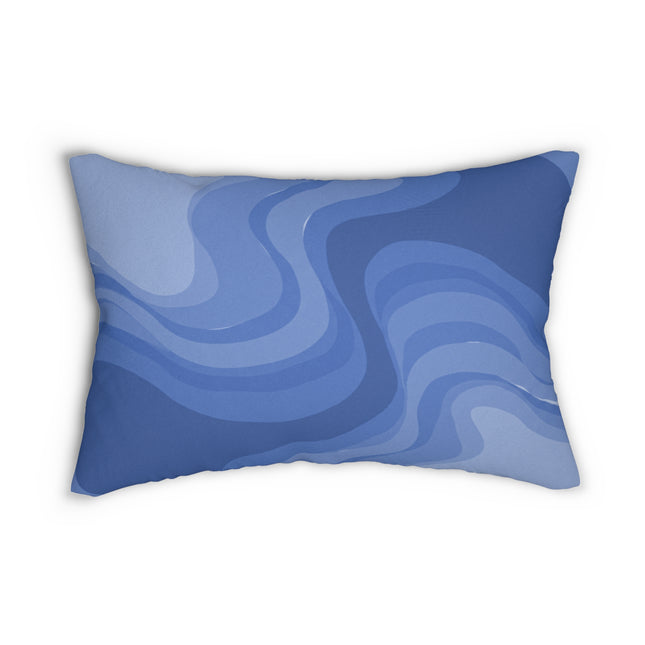 Deep Blue Wavey Spun Polyester Lumbar Pillow, 20" x 14"