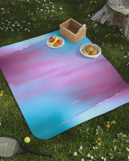 Wine Sea Blue Fog Purple Fog 61" × 51" Picnic Blanket
