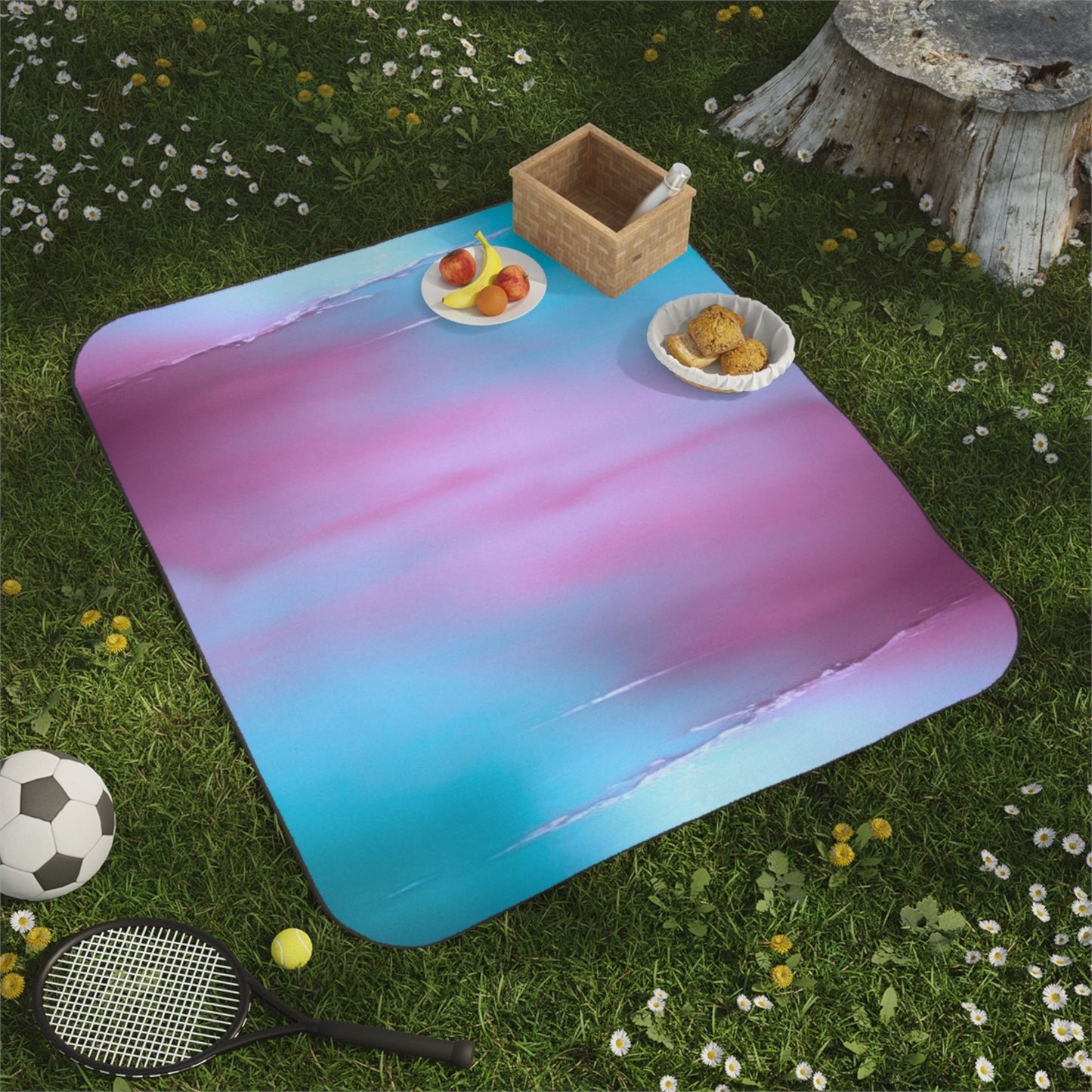 Wine Sea Blue Fog Purple Fog 61" × 51" Picnic Blanket