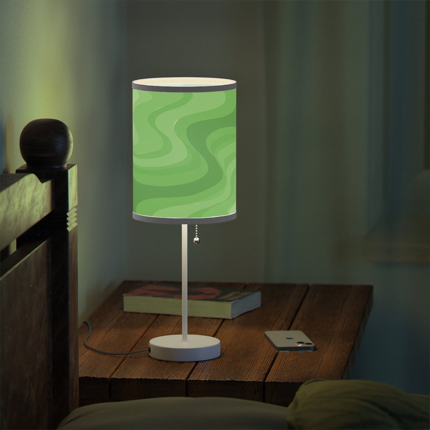 Greenie Meanie Wavey Table Lamp on a White or Silver Stand, US|CA plug