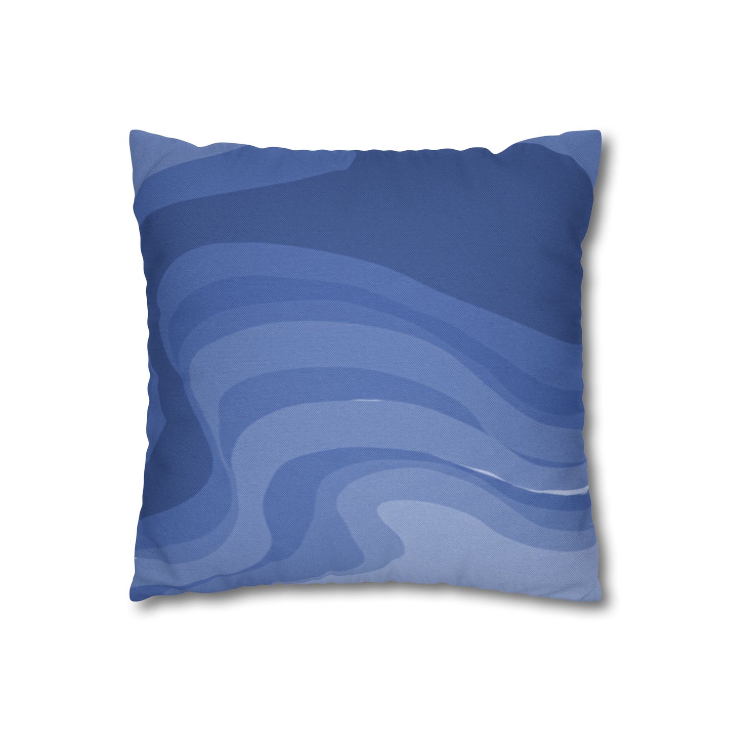 Deep Blue Wavey Spun Polyester Square Pillowcase, 14" x 14"