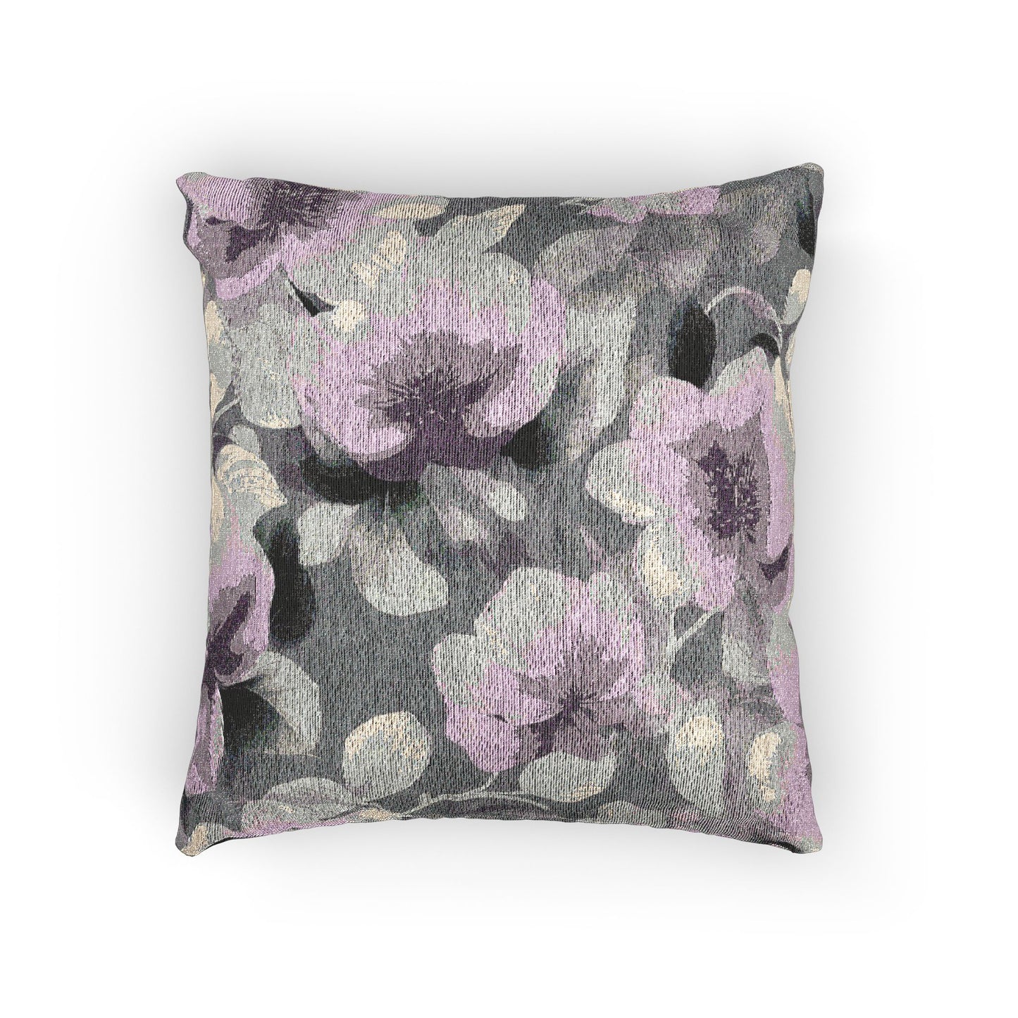Gray Lavender Florals Woven Pillow, 17" x 18"