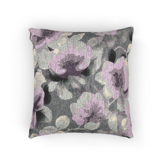 Gray Lavender Florals Woven Pillow, 17" x 18"