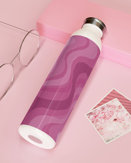 Pinky Mauve Wavey Slim Water Bottle, 20 oz White