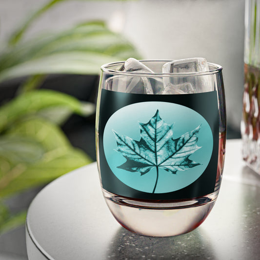Tif Green Maple Leaf Whiskey Glass, 6 oz