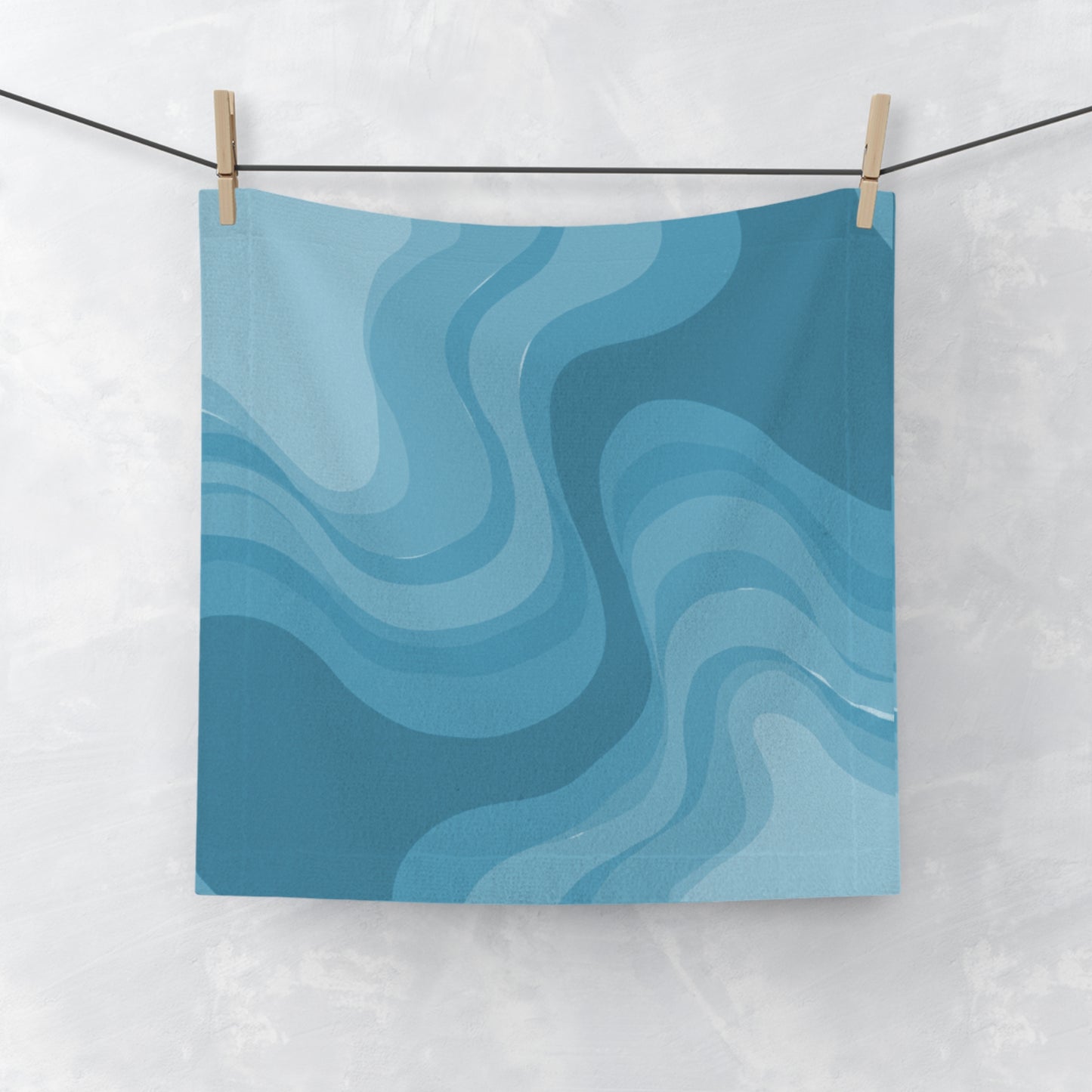 Sky Blue Wavey 13" x 13" Face Towel