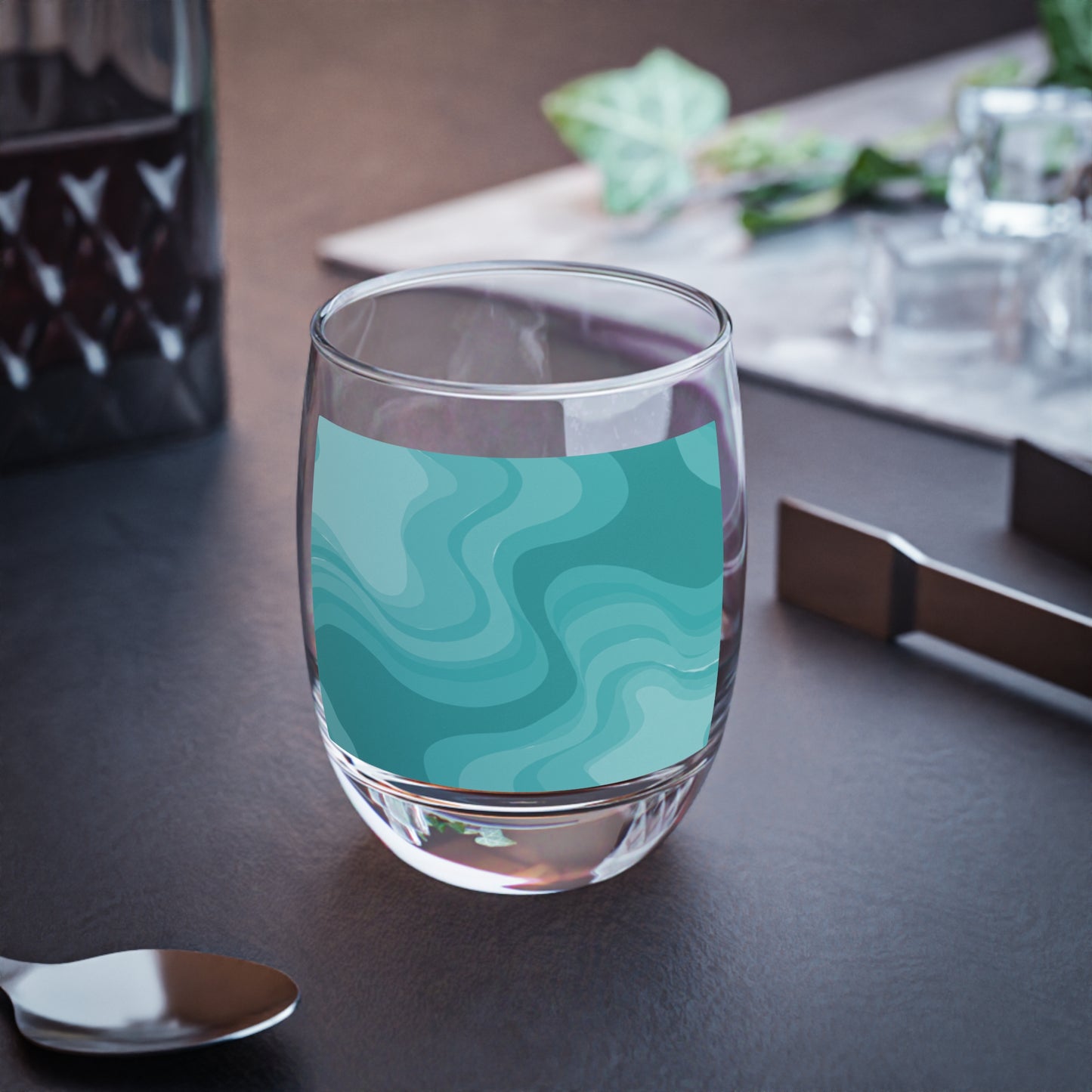 Tif Green Wavey Whiskey Glass, 6 oz