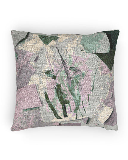 Deep Green Pink Paper Paint Woven Pillow, 17" x 18"