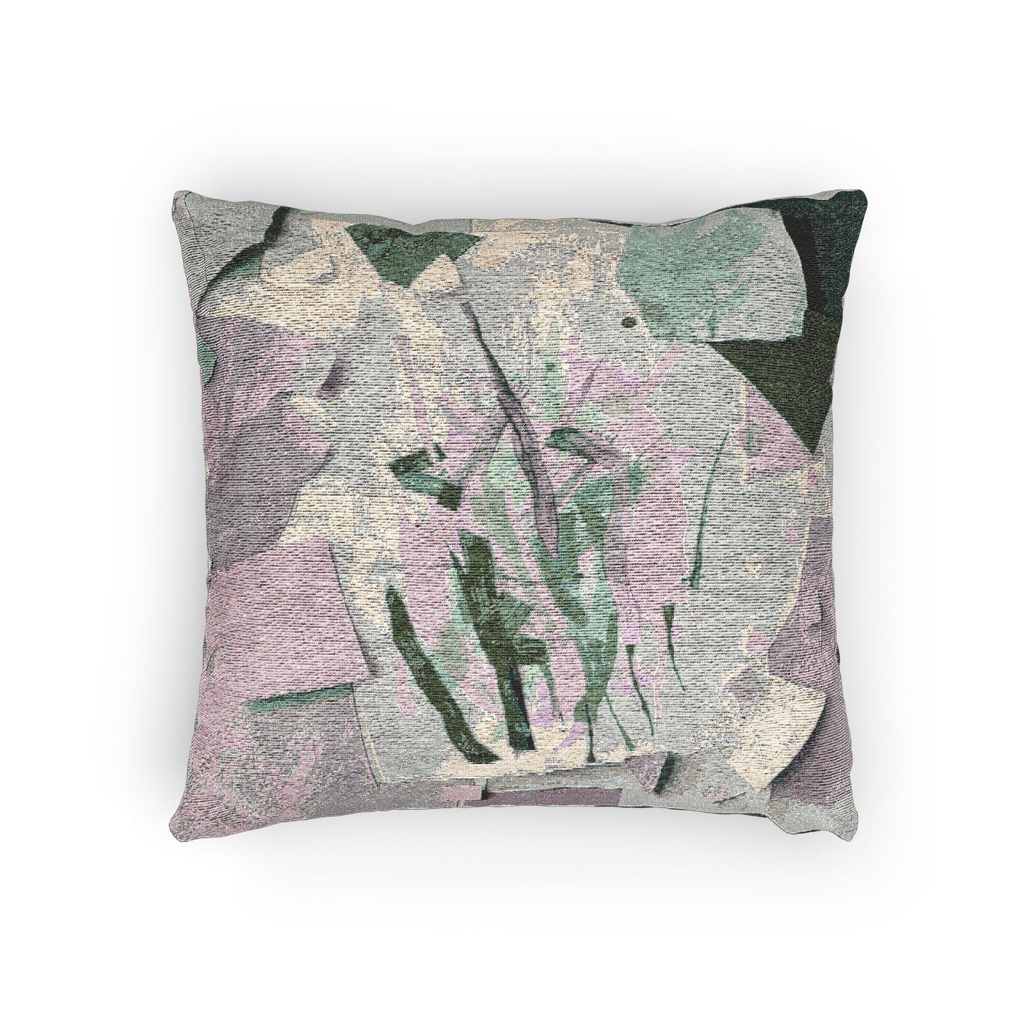Deep Green Pink Paper Paint Woven Pillow, 17" x 18"